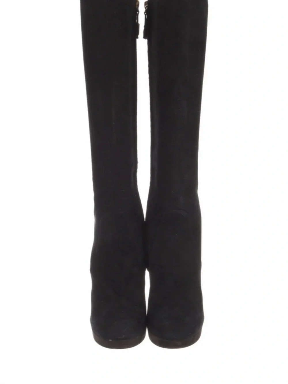 DSQUARED2 Black Suede Over-the-Knee Boots with Gold Stiletto Heel